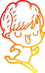 warm gradient line drawing cartoon woman talking
