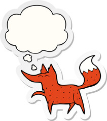 cartoon fox and thought bubble as a printed sticker