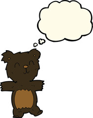 cartoon cute black bear cub with thought bubble