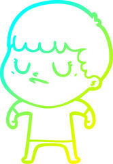 cold gradient line drawing cartoon grumpy boy