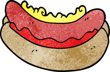 cartoon doodle hotdog in a bun