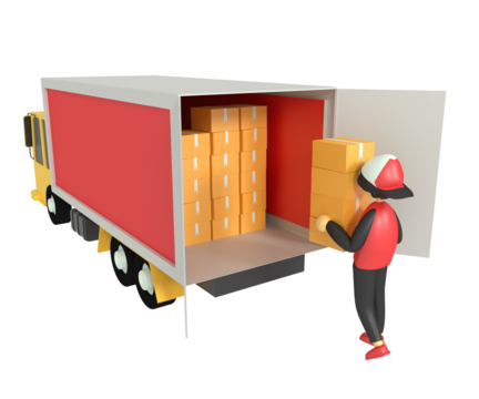 3d illustration of a man carrying a package