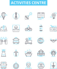 Activities centre vector line icons set. Activity, Centre, Outdoors, Games, Sports, Education, Theatre illustration outline concept symbols and signs