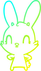 cold gradient line drawing cute cartoon rabbit