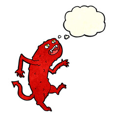 cartoon monster with thought bubble