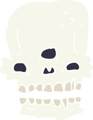 flat color style cartoon spooky skull