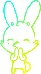cold gradient line drawing curious bunny cartoon