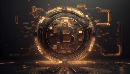 Bitcoin futuristic background. Generative AI.