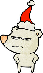angry bear polar textured cartoon of a wearing santa hat