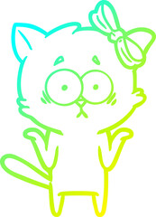 cold gradient line drawing cartoon cat