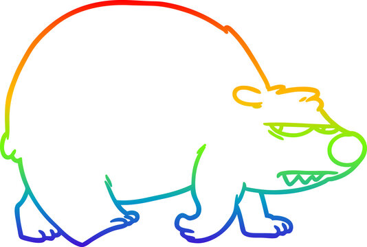 recommend clip art: rainbow gradient line drawing cartoon angry bear