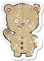 retro distressed sticker of a cartoon teddy bear