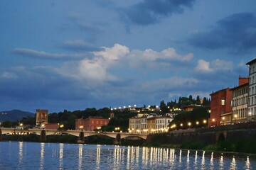 Obraz premium Grazie bridge at evening in Florence, Tuscany, Italy