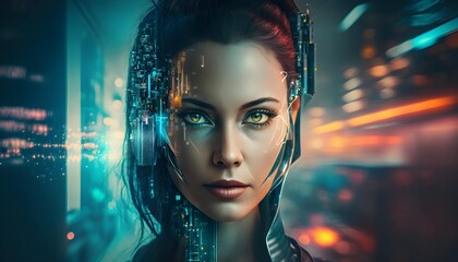 AI futuristic tech worker . Generative AI.
