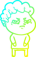 cold gradient line drawing cartoon angry man