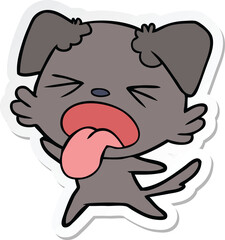 sticker of a cartoon disgusted dog