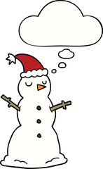 cartoon snowman and thought bubble