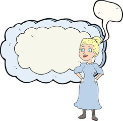 speech bubble cartoon victorian woman in dress