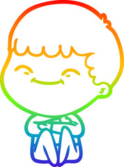 rainbow gradient line drawing cartoon smiling boy