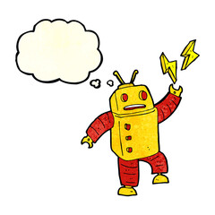 cartoon robot with thought bubble