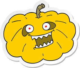 sticker of a cartoon halloween pumpkin