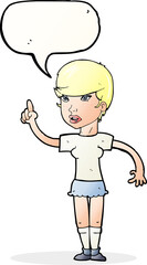 cartoon woman with idea with speech bubble