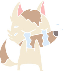 flat color style cartoon crying wolf