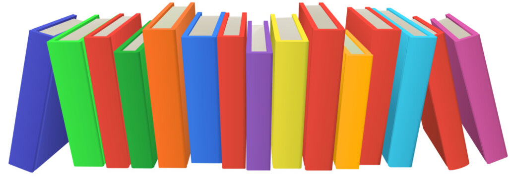 A row of library or education books illustration