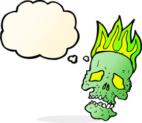 cartoon skull with thought bubble