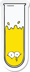 sticker of a cartoon surprised test tube