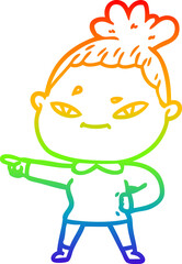 rainbow gradient line drawing cartoon woman