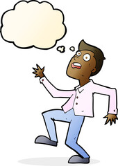 cartoon man panicking with thought bubble