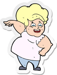 sticker of a cartoon oveweight woman