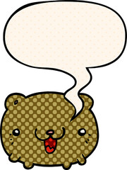 funny cartoon bear and speech bubble in comic book style