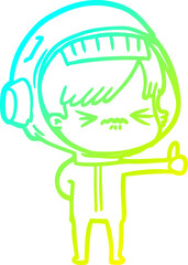 Fototapeta premium cold gradient line drawing cartoon astronaut woman