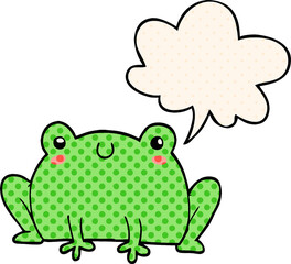 cartoon frog and speech bubble in comic book style