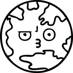 line drawing cartoon planet earth