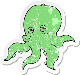 retro distressed sticker of a cartoon octopus