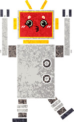 retro illustration style cartoon robot