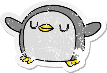 distressed sticker cartoon kawaii of a cute penguin