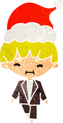 christmas retro cartoon of kawaii boy
