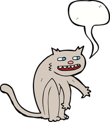 cartoon happy cat with speech bubble