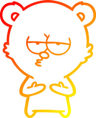 warm gradient line drawing bored bear cartoon