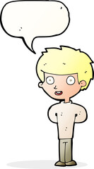 cartoon happy boy with speech bubble
