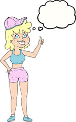 happy gym woman giving thumbs up symbol