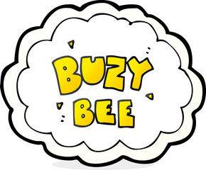cartoon buzy bee text symbol