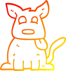 warm gradient line drawing cartoon happy dog