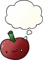 cartoon apple and thought bubble in smooth gradient style