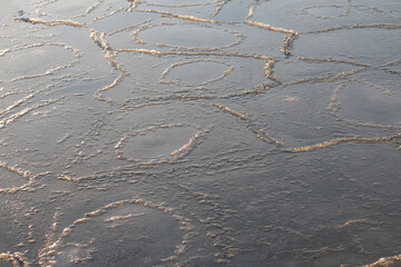 Abstract nature background cracks in flat surface natural sea ice 