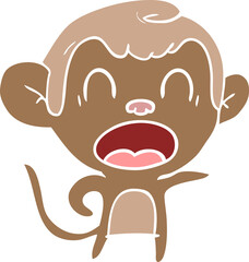 shouting flat color style cartoon monkey